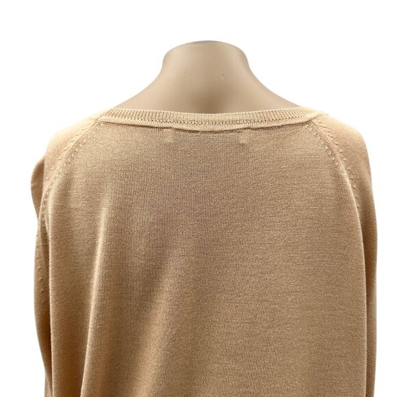 Zara Lightweight Split Hem Knit Long Sleeve Pullover Sweater Tan Womens M - Picture 9 of 10
